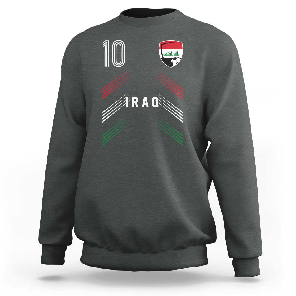 Iraq Soccer Sports Graphic Number 10 Jersey Style Sweatshirt Proud Iraqi Football Fans Game Day Pride