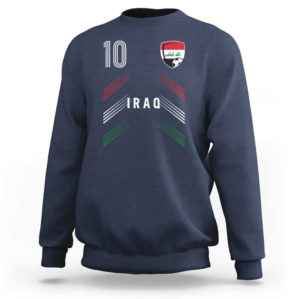 Iraq Soccer Sports Graphic Number 10 Jersey Style Sweatshirt Proud Iraqi Football Fans Game Day Pride