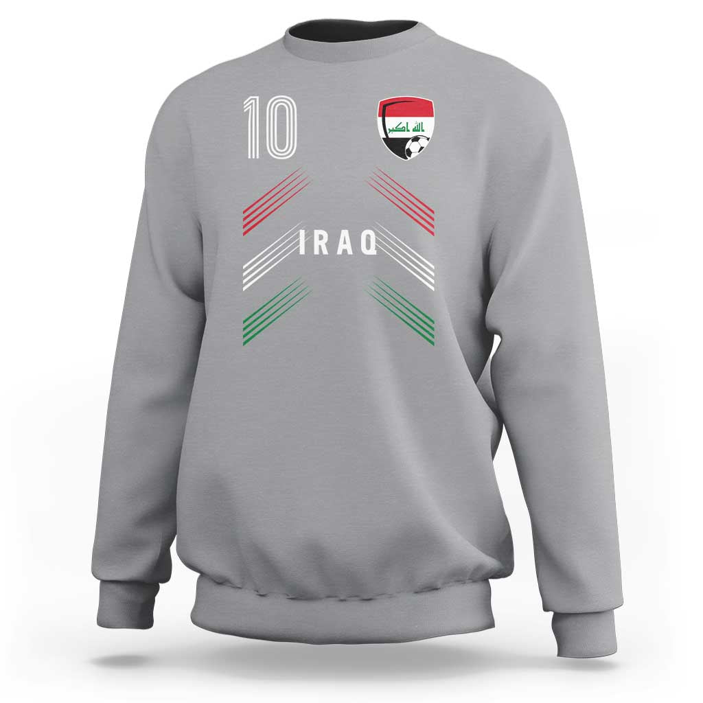 Iraq Soccer Sports Graphic Number 10 Jersey Style Sweatshirt Proud Iraqi Football Fans Game Day Pride