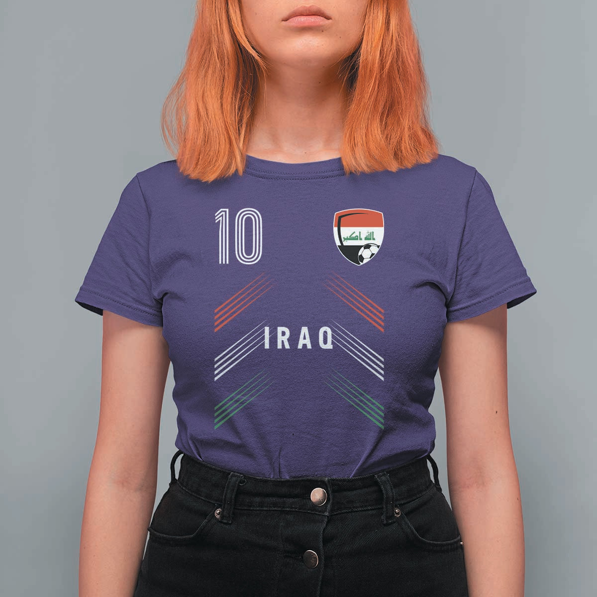 Iraq Soccer Sports Graphic Number 10 Jersey Style T Shirt For Women Proud Iraqi Football Fans Game Day Pride
