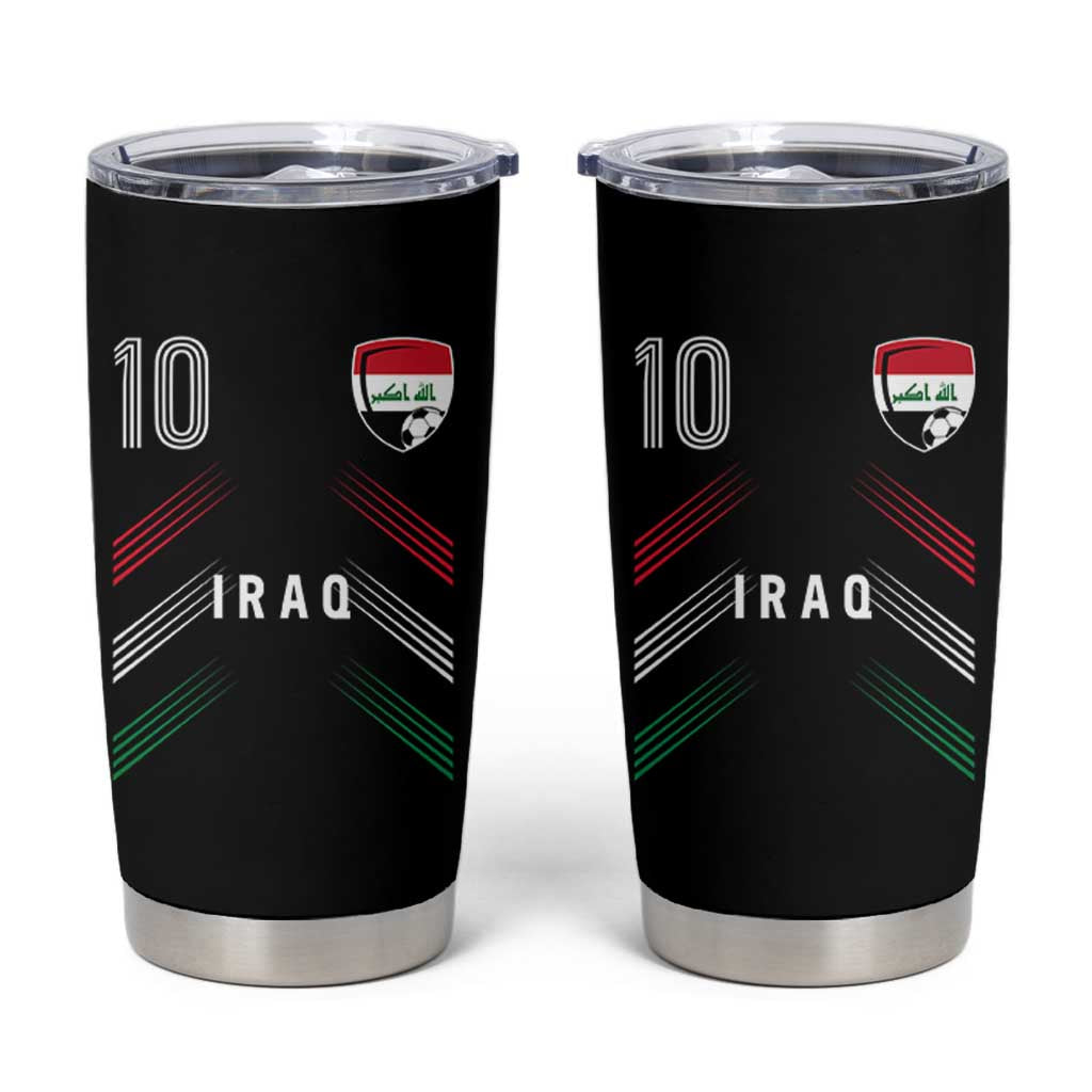 Iraq Soccer Sports Graphic Number 10 Jersey Style Tumbler Cup Proud Iraqi Football Fans Game Day Pride