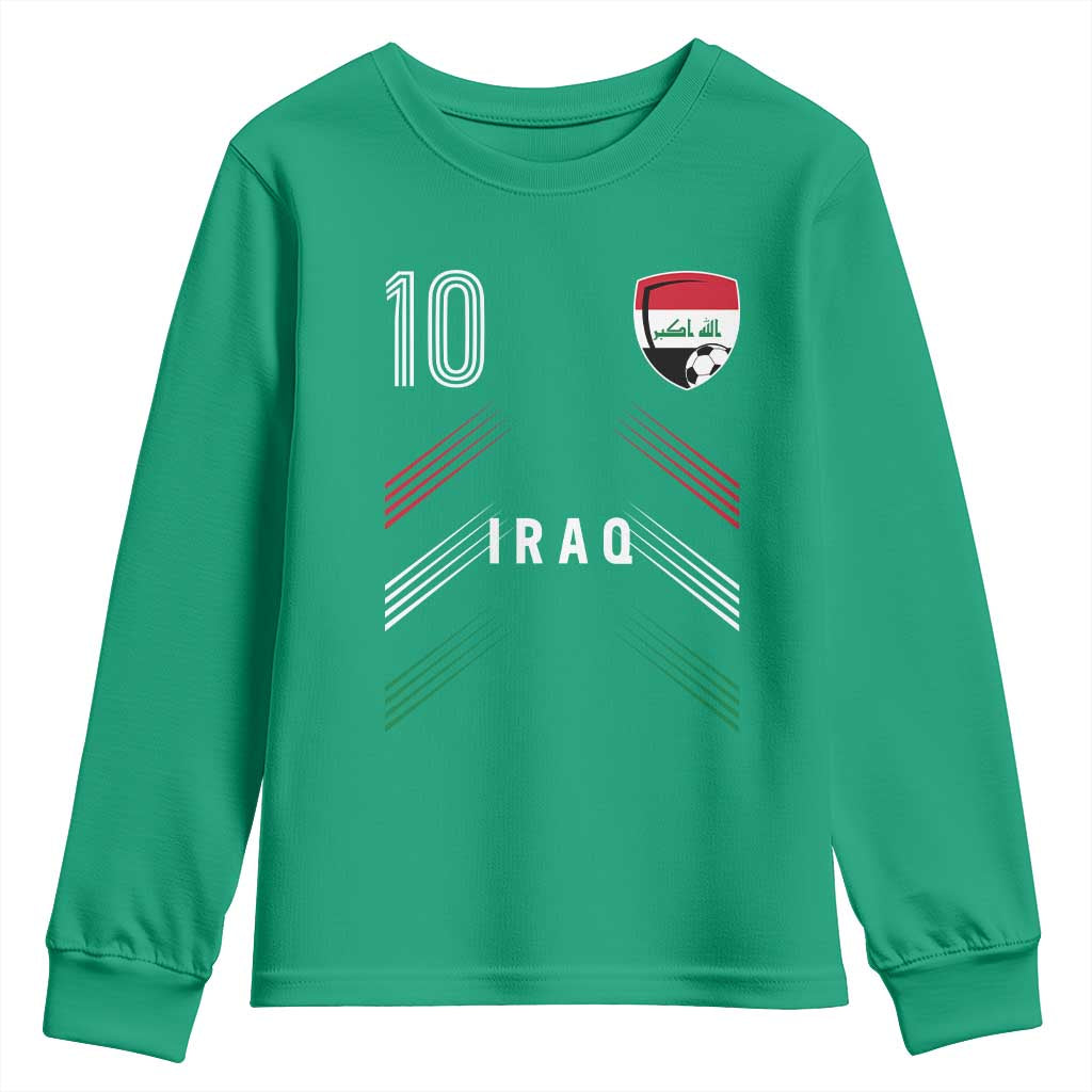 Iraq Soccer Sports Graphic Number 10 Jersey Style Youth Sweatshirt Proud Iraqi Football Fans Game Day Pride