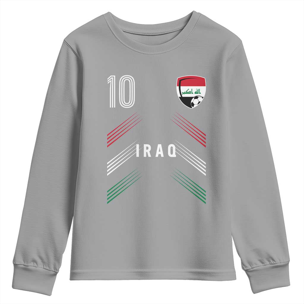 Iraq Soccer Sports Graphic Number 10 Jersey Style Youth Sweatshirt Proud Iraqi Football Fans Game Day Pride