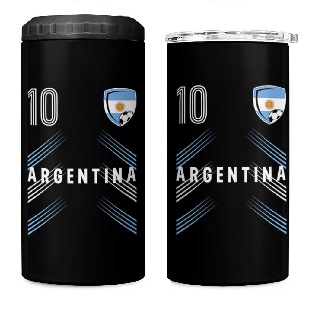Argentina Soccer Sports Graphic Number 10 Jersey Style 4 in 1 Can Cooler Tumbler Proud Argentine Football Fans Game Day Pride