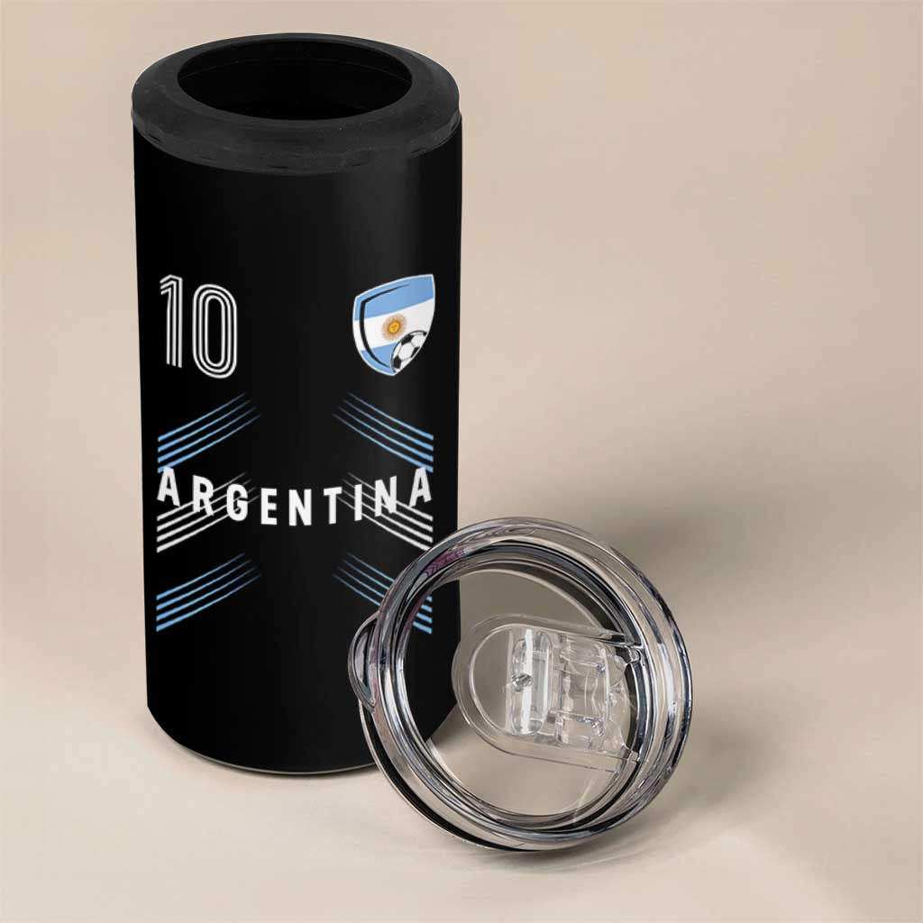 Argentina Soccer Sports Graphic Number 10 Jersey Style 4 in 1 Can Cooler Tumbler Proud Argentine Football Fans Game Day Pride