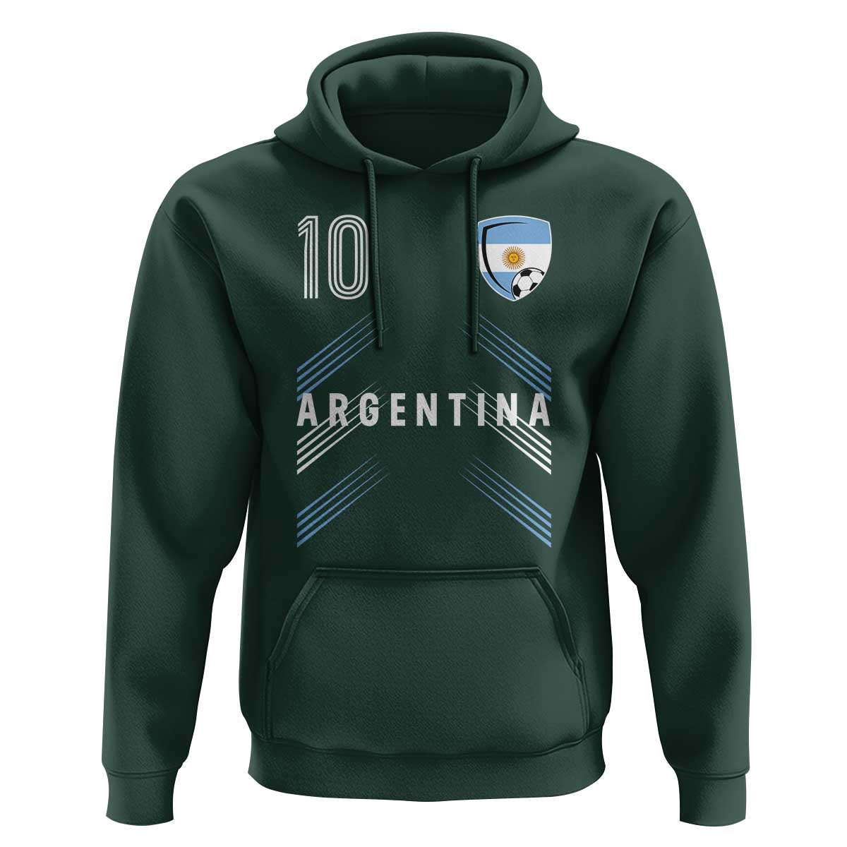 Argentina Soccer Sports Graphic Number 10 Jersey Style Hoodie Proud Argentine Football Fans Game Day Pride