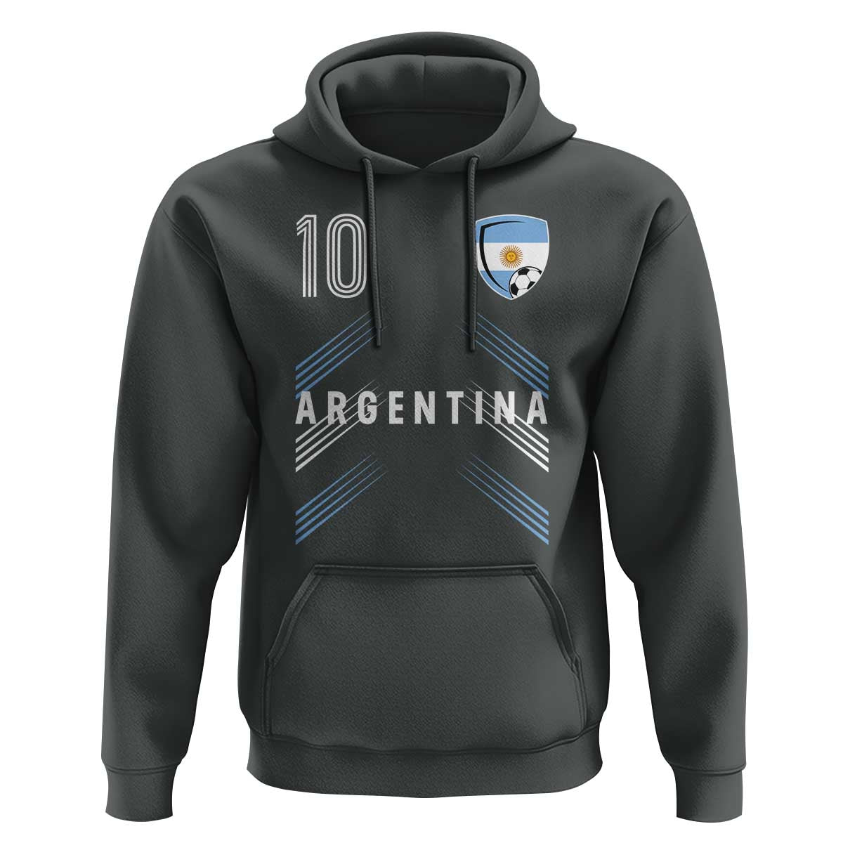 Argentina Soccer Sports Graphic Number 10 Jersey Style Hoodie Proud Argentine Football Fans Game Day Pride