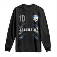 Argentina Soccer Sports Graphic Number 10 Jersey Style Long Sleeve Shirt Proud Argentine Football Fans Game Day Pride