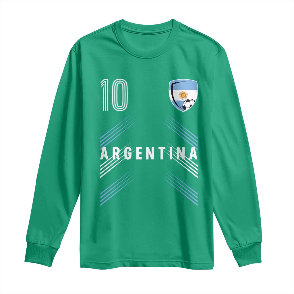 Argentina Soccer Sports Graphic Number 10 Jersey Style Long Sleeve Shirt Proud Argentine Football Fans Game Day Pride