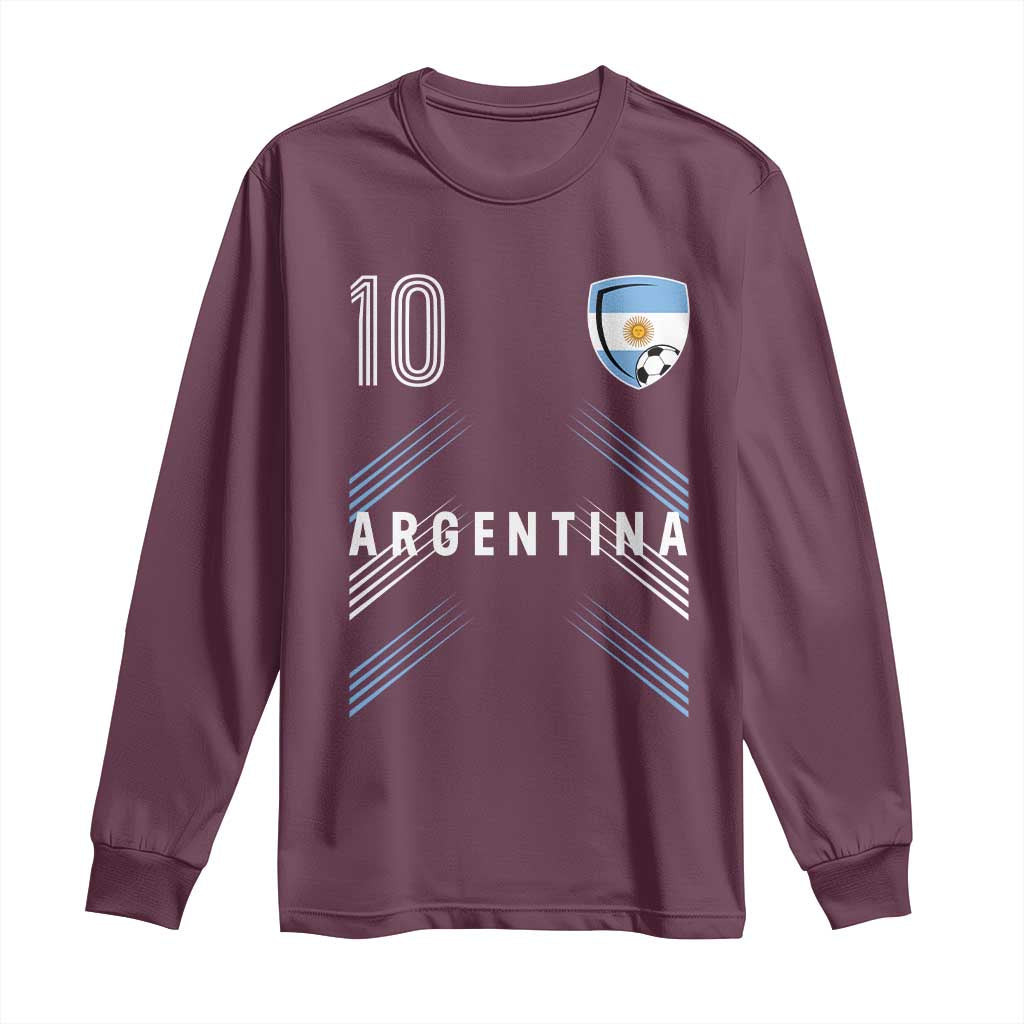 Argentina Soccer Sports Graphic Number 10 Jersey Style Long Sleeve Shirt Proud Argentine Football Fans Game Day Pride