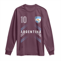 Argentina Soccer Sports Graphic Number 10 Jersey Style Long Sleeve Shirt Proud Argentine Football Fans Game Day Pride