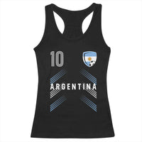 Argentina Soccer Sports Graphic Number 10 Jersey Style Racerback Tank Top Proud Argentine Football Fans Game Day Pride