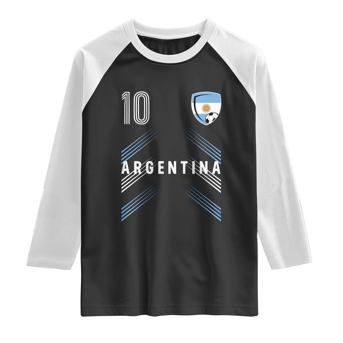Argentina Soccer Sports Graphic Number 10 Jersey Style Raglan Shirt Proud Argentine Football Fans Game Day Pride