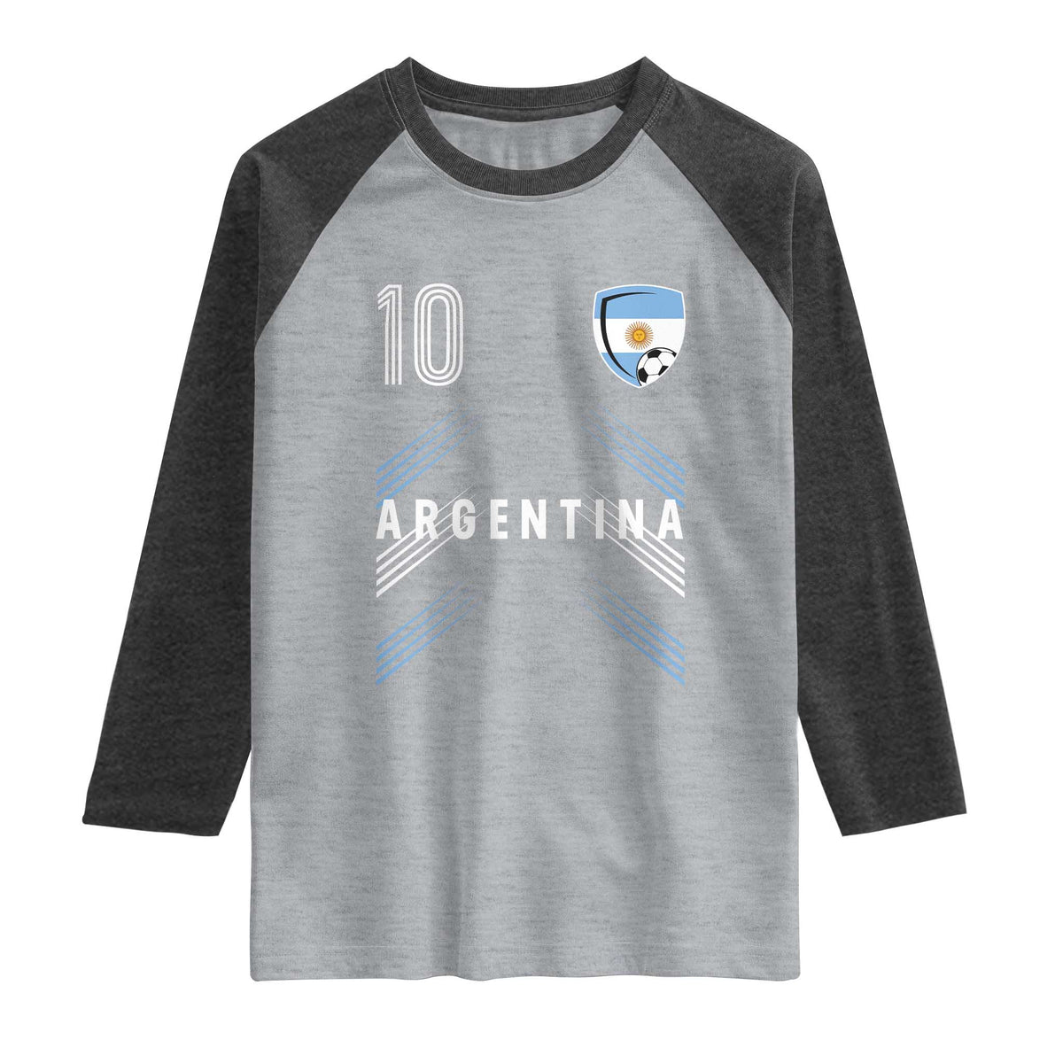 Argentina Soccer Sports Graphic Number 10 Jersey Style Raglan Shirt Proud Argentine Football Fans Game Day Pride