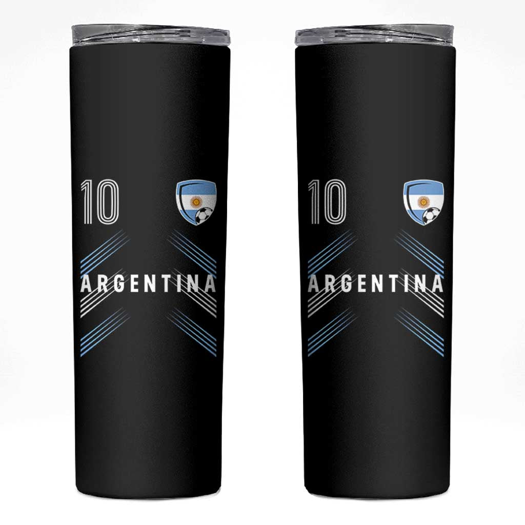 Argentina Soccer Sports Graphic Number 10 Jersey Style Skinny Tumbler Proud Argentine Football Fans Game Day Pride