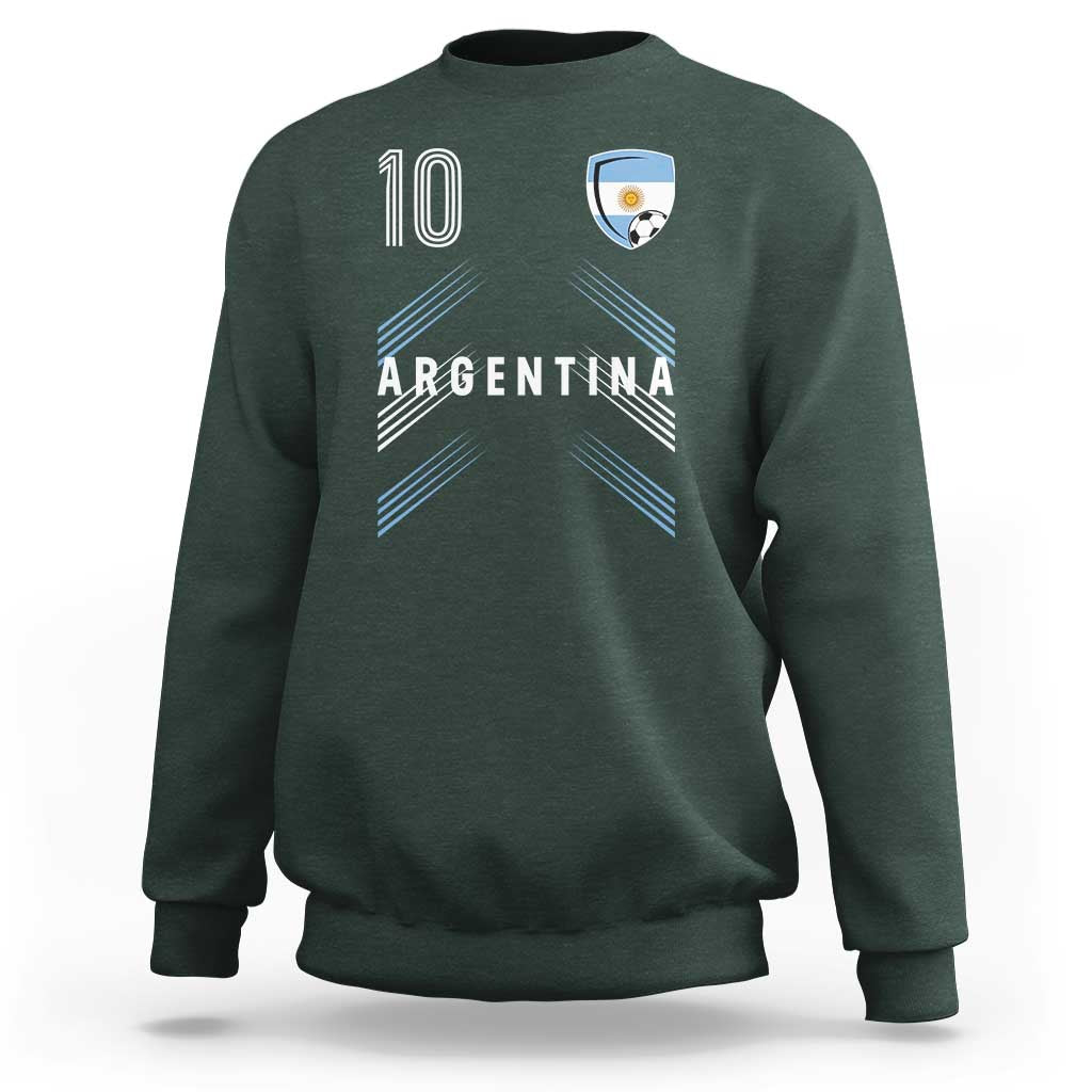 Argentina Soccer Sports Graphic Number 10 Jersey Style Sweatshirt Proud Argentine Football Fans Game Day Pride