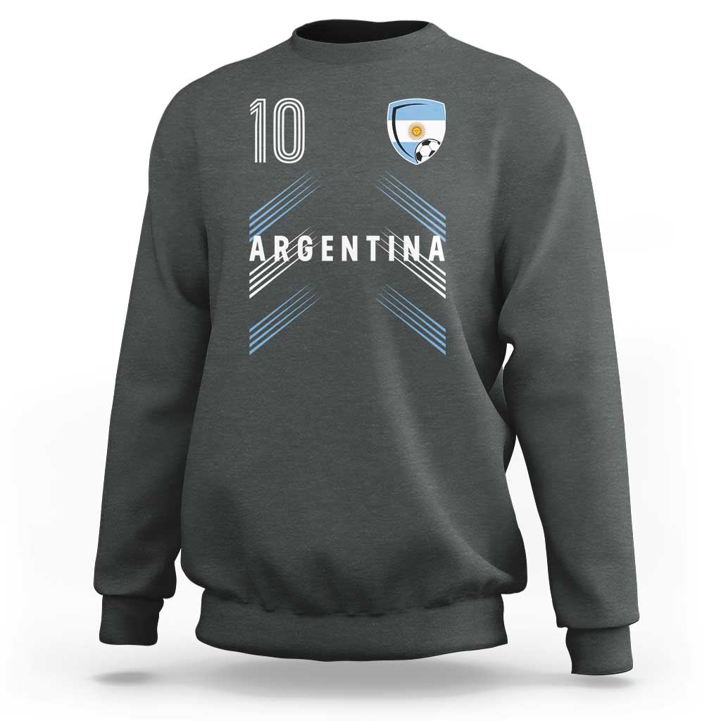 Argentina Soccer Sports Graphic Number 10 Jersey Style Sweatshirt Proud Argentine Football Fans Game Day Pride