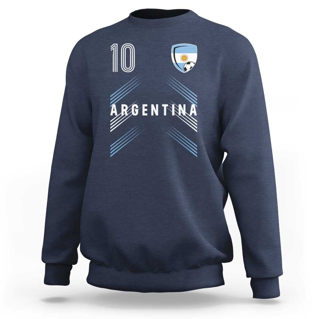 Argentina Soccer Sports Graphic Number 10 Jersey Style Sweatshirt Proud Argentine Football Fans Game Day Pride