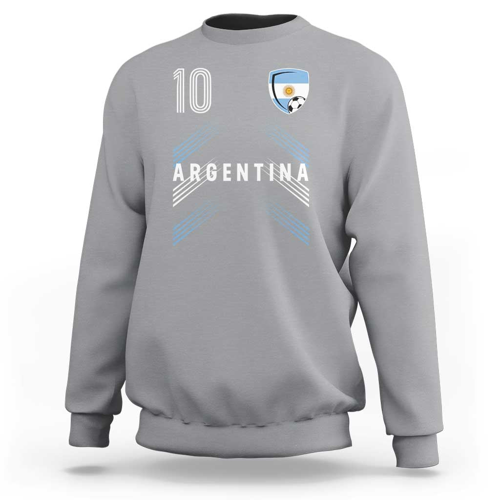 Argentina Soccer Sports Graphic Number 10 Jersey Style Sweatshirt Proud Argentine Football Fans Game Day Pride