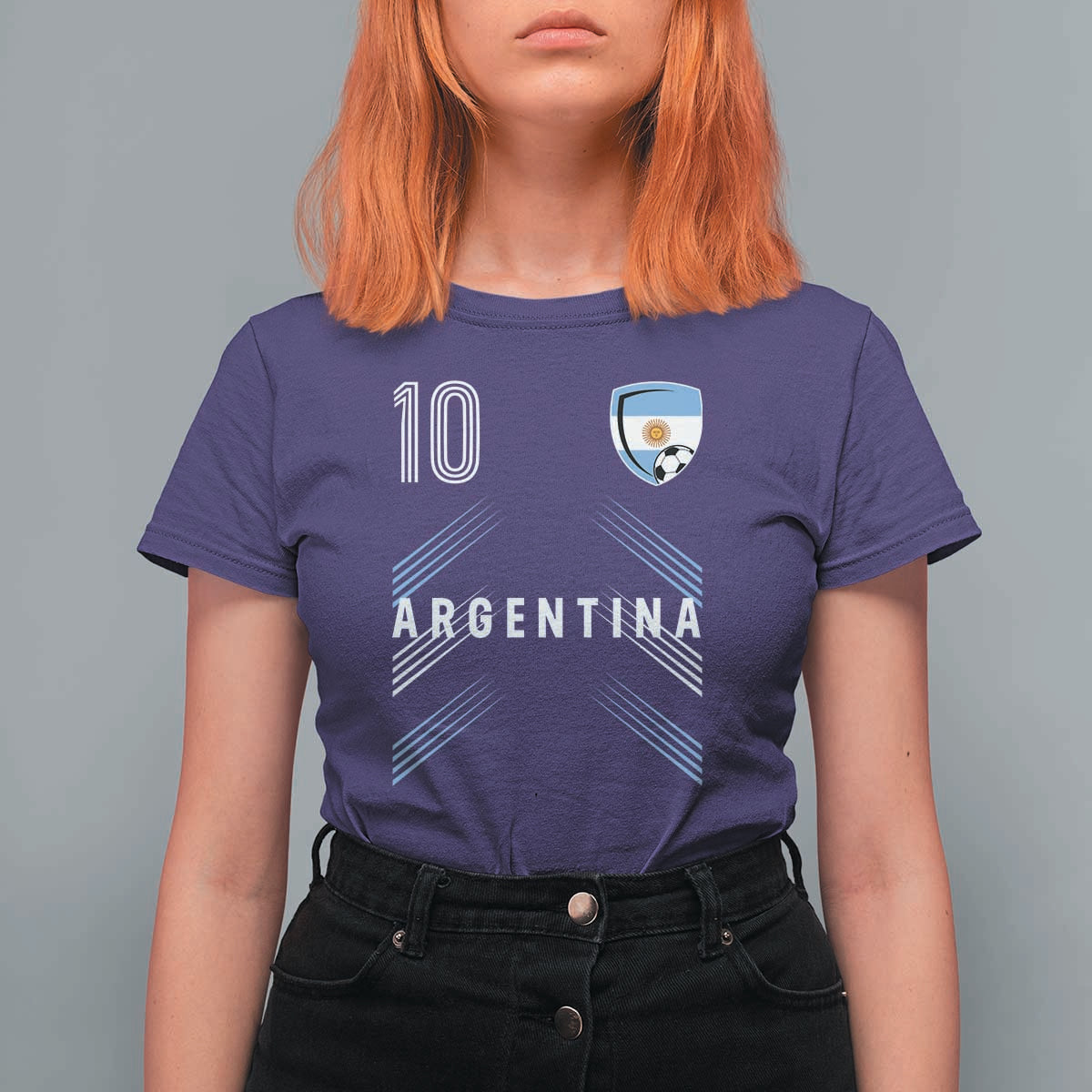 Argentina Soccer Sports Graphic Number 10 Jersey Style T Shirt For Women Proud Argentine Football Fans Game Day Pride