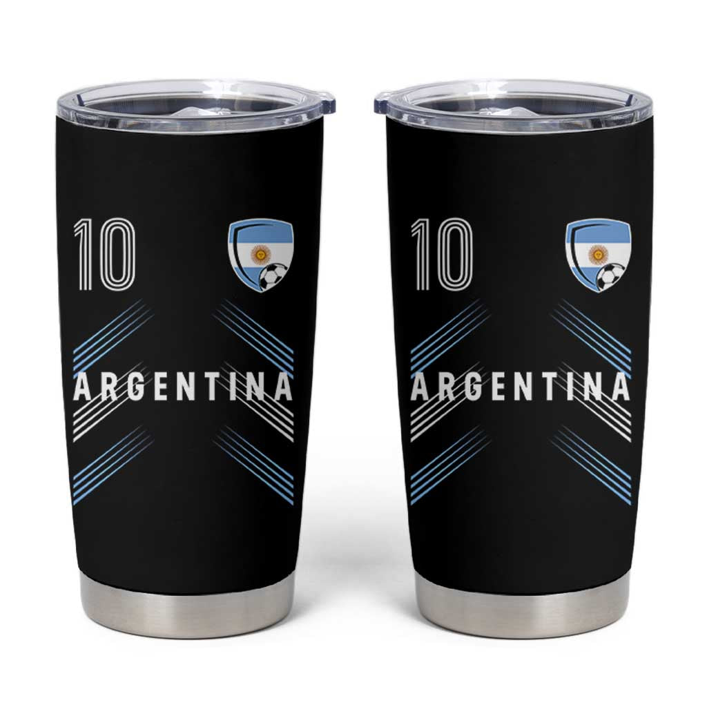 Argentina Soccer Sports Graphic Number 10 Jersey Style Tumbler Cup Proud Argentine Football Fans Game Day Pride