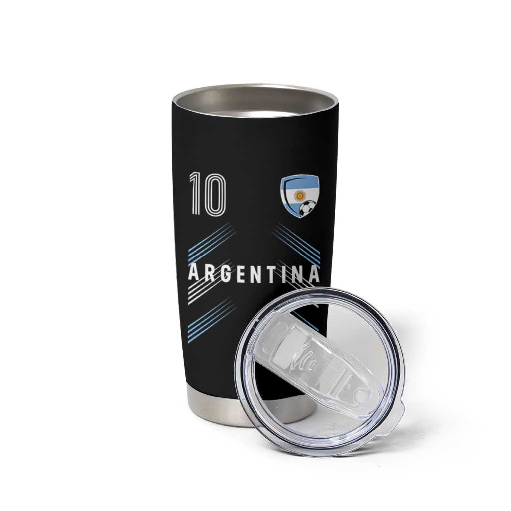 Argentina Soccer Sports Graphic Number 10 Jersey Style Tumbler Cup Proud Argentine Football Fans Game Day Pride