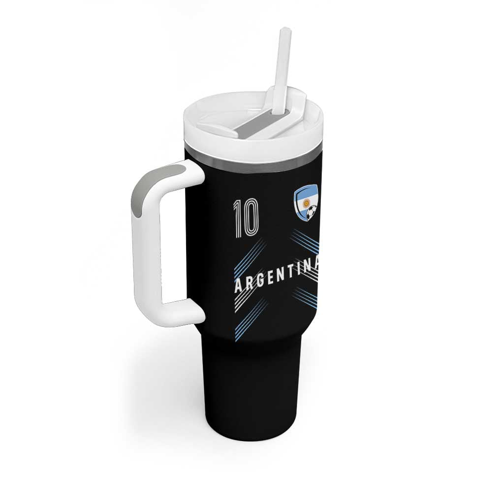 Argentina Soccer Sports Graphic Number 10 Jersey Style Tumbler With Handle Proud Argentine Football Fans Game Day Pride