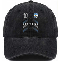 Argentina Soccer Sports Graphic Number 10 Jersey Style Washed Cotton Baseball Cap Proud Argentine Football Fans Game Day Pride