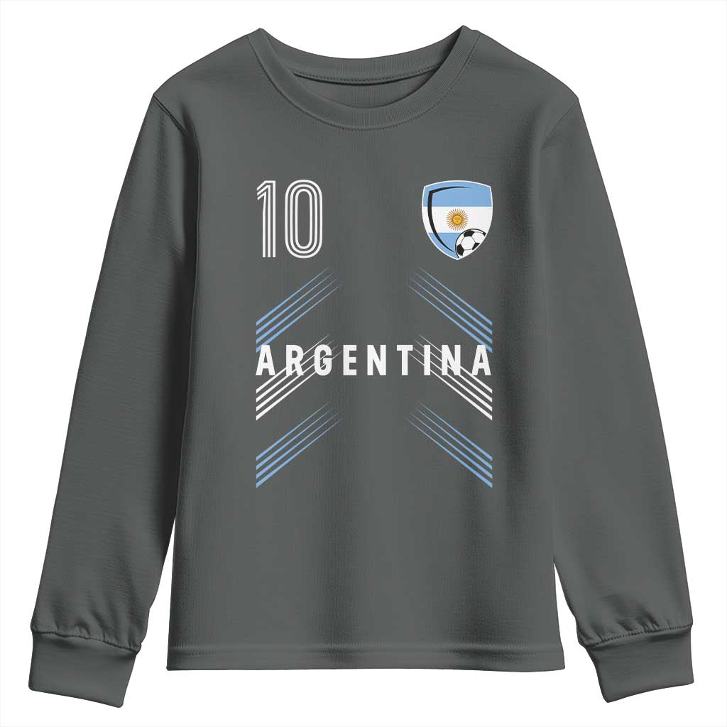 Argentina Soccer Sports Graphic Number 10 Jersey Style Youth Sweatshirt Proud Argentine Football Fans Game Day Pride