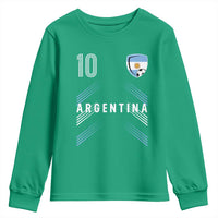 Argentina Soccer Sports Graphic Number 10 Jersey Style Youth Sweatshirt Proud Argentine Football Fans Game Day Pride