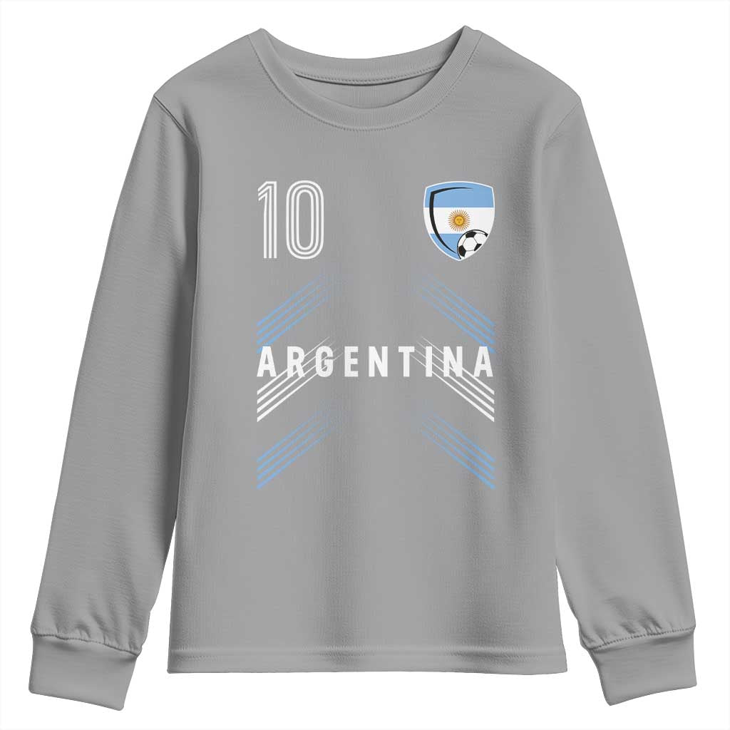 Argentina Soccer Sports Graphic Number 10 Jersey Style Youth Sweatshirt Proud Argentine Football Fans Game Day Pride