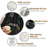 Brasil Number 10 Soccer Shield Graphic Jersey Style Throw Blanket Retro Futbol Football Fans Sports Lover