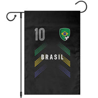 Brasil Number 10 Soccer Shield Graphic Jersey Style Garden Flag Retro Futbol Football Fans Sports Lover