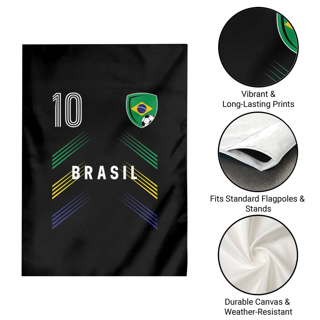 Brasil Number 10 Soccer Shield Graphic Jersey Style Garden Flag Retro Futbol Football Fans Sports Lover
