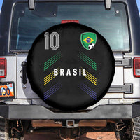 Brasil Number 10 Soccer Shield Graphic Jersey Style Spare Tire Cover Retro Futbol Football Fans Sports Lover