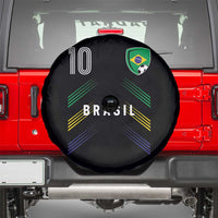 Brasil Number 10 Soccer Shield Graphic Jersey Style Spare Tire Cover Retro Futbol Football Fans Sports Lover