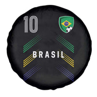 Brasil Number 10 Soccer Shield Graphic Jersey Style Spare Tire Cover Retro Futbol Football Fans Sports Lover