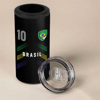 Brasil Number 10 Soccer Shield Graphic Jersey Style 4 in 1 Can Cooler Tumbler Retro Futbol Football Fans Sports Lover