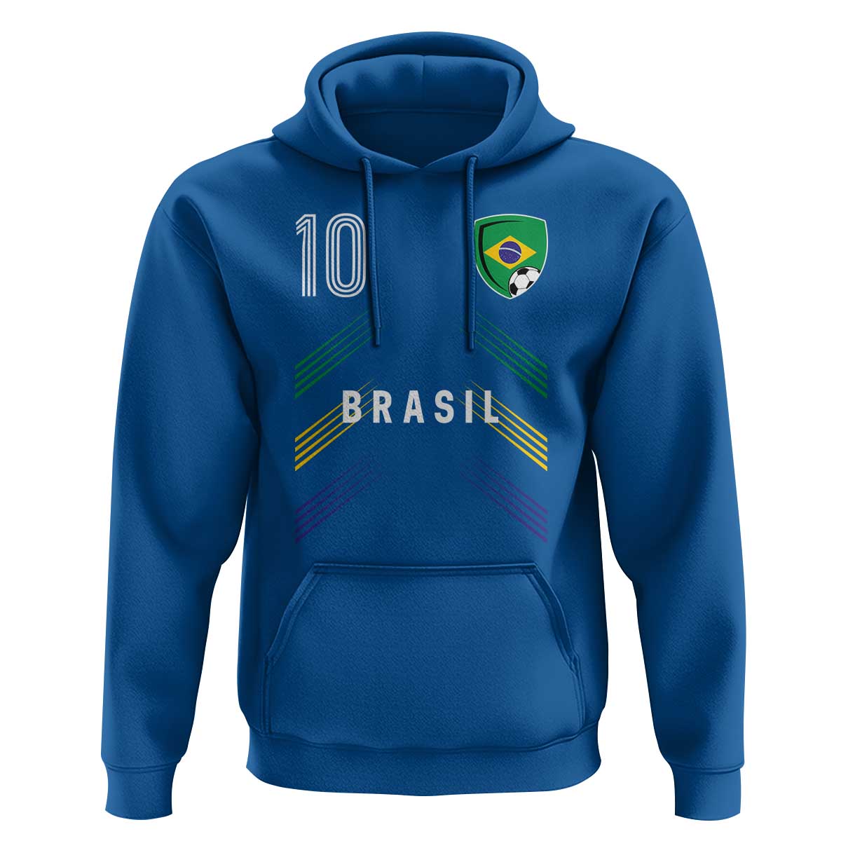 Brasil Number 10 Soccer Shield Graphic Jersey Style Hoodie Retro Futbol Football Fans Sports Lover