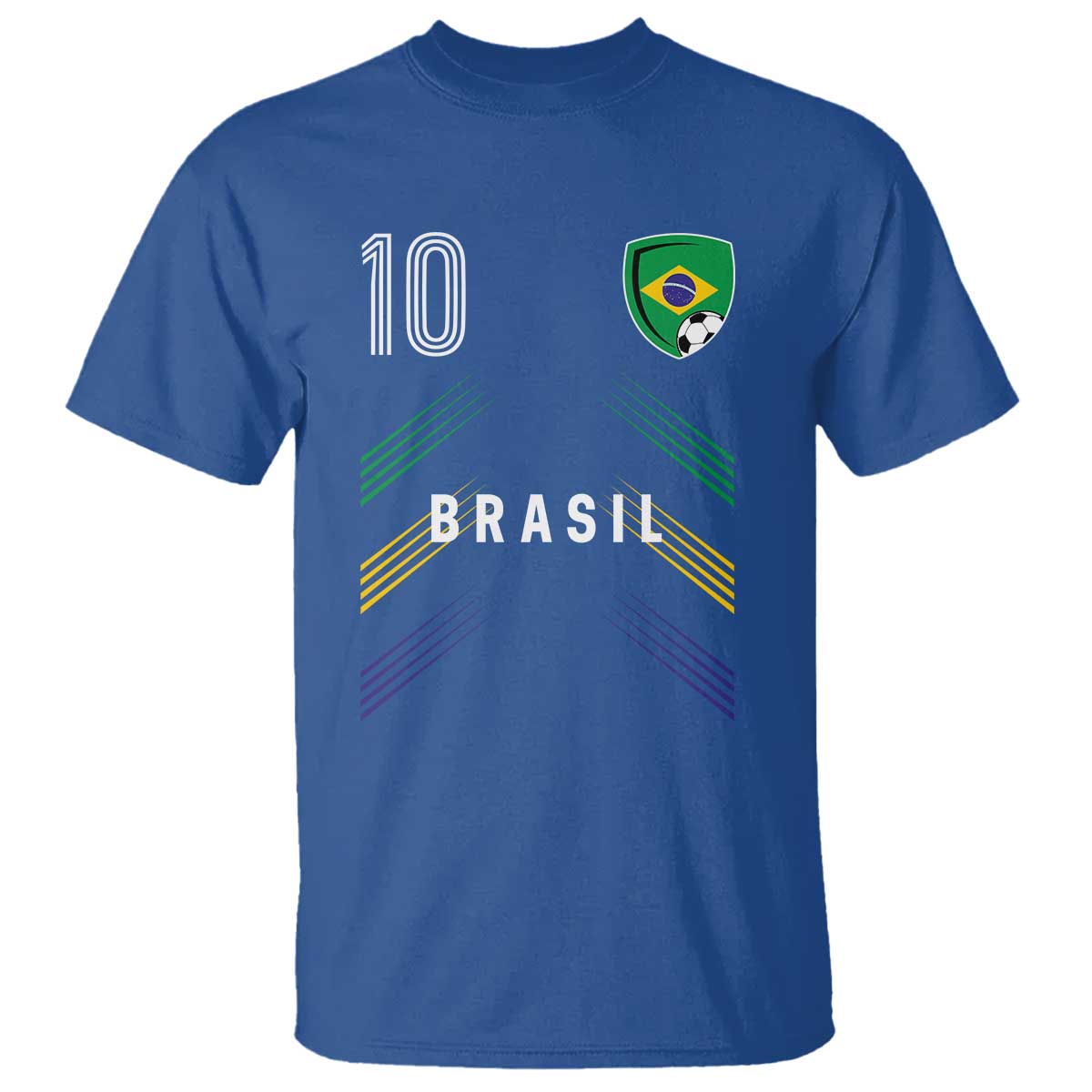 Brasil Number 10 Soccer Shield Graphic Jersey Style T Shirt Retro Futbol Football Fans Sports Lover