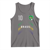 Brasil Number 10 Soccer Shield Graphic Jersey Style Tank Top Retro Futbol Football Fans Sports Lover