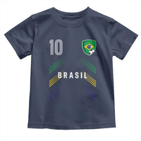 Brasil Number 10 Soccer Shield Graphic Jersey Style Toddler T Shirt Retro Futbol Football Fans Sports Lover