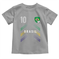 Brasil Number 10 Soccer Shield Graphic Jersey Style Toddler T Shirt Retro Futbol Football Fans Sports Lover