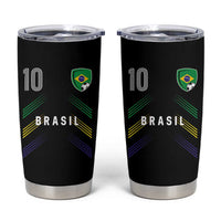 Brasil Number 10 Soccer Shield Graphic Jersey Style Tumbler Cup Retro Futbol Football Fans Sports Lover