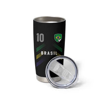 Brasil Number 10 Soccer Shield Graphic Jersey Style Tumbler Cup Retro Futbol Football Fans Sports Lover