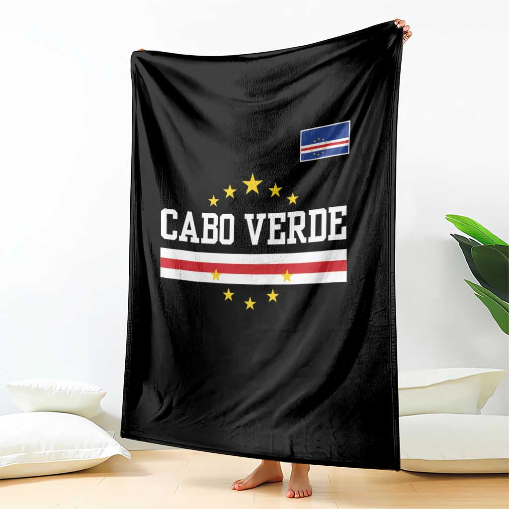 Cabo Verde Athletic Varsity Style Throw Blanket Cape Verde Flag Stars National Pride