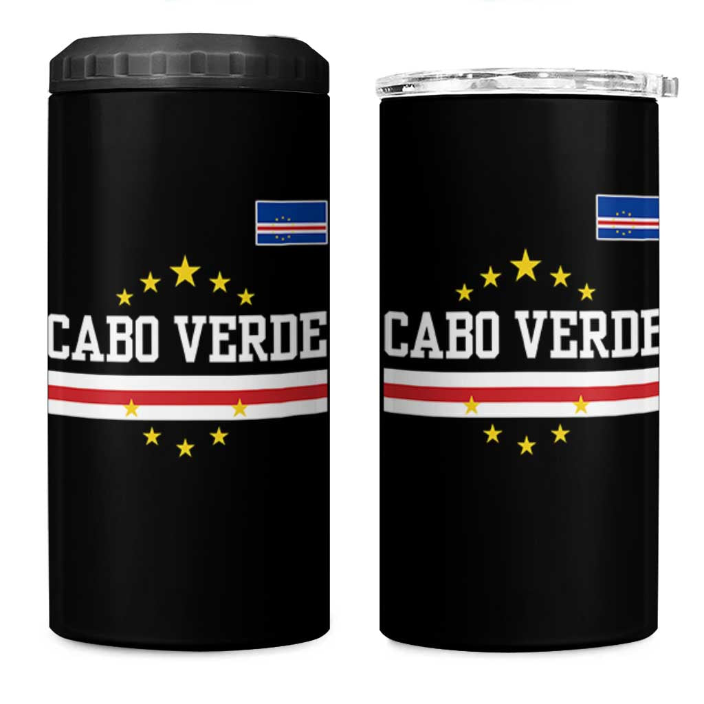 Cabo Verde Athletic Varsity Style 4 in 1 Can Cooler Tumbler Cape Verde Flag Stars National Pride