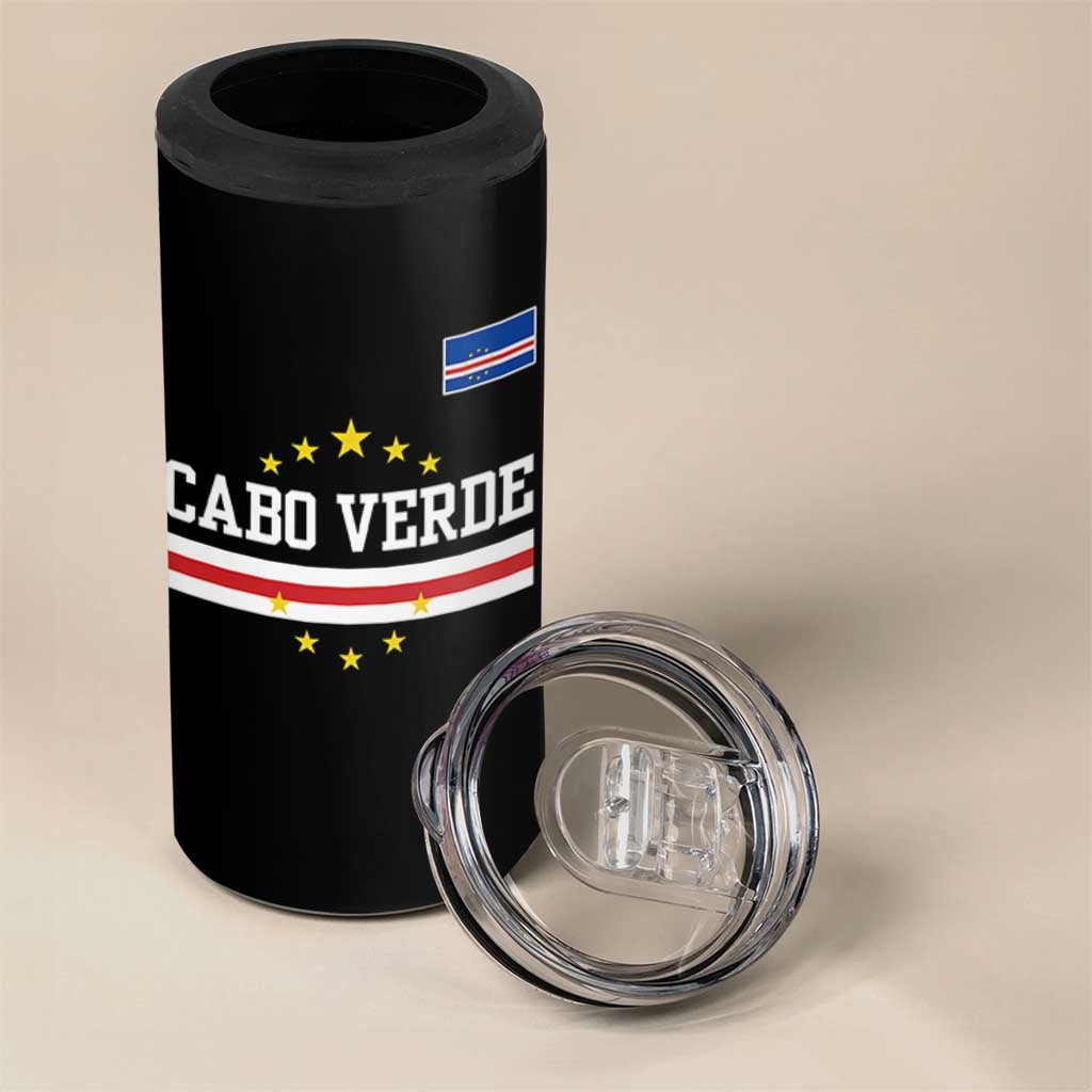 Cabo Verde Athletic Varsity Style 4 in 1 Can Cooler Tumbler Cape Verde Flag Stars National Pride