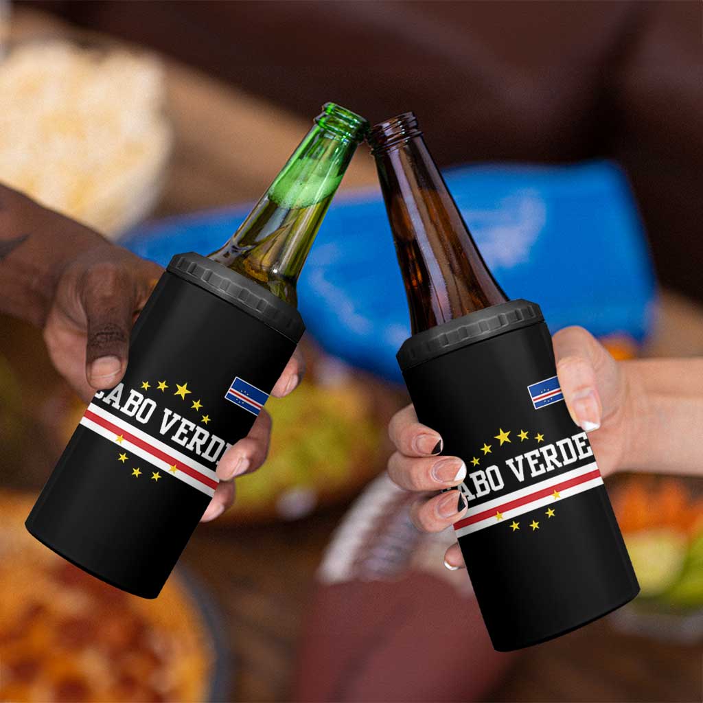 Cabo Verde Athletic Varsity Style 4 in 1 Can Cooler Tumbler Cape Verde Flag Stars National Pride
