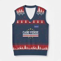 Cabo Verde Athletic Varsity Style V-Neck Knit Sweater Vest Cape Verde Flag Stars National Pride
